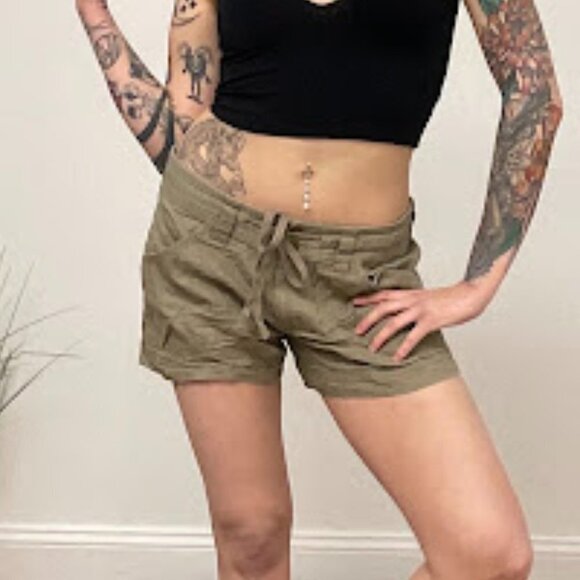 Patagonia Button Fly Linen Chino Shorts Drawstring Waist Size 6 Olive Green - Picture 5 of 12